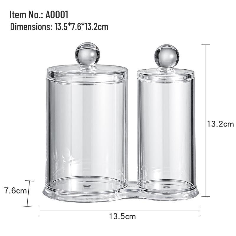 Acrylic Cotton Swab & Makeup Remover Storage Box with Lid - Transparent Square Organizer & Toothpick Holder
