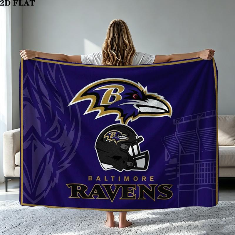 Baltimore Ravens Logo Print Flannel Blanket High Quality Warm Comfortable Cover for All Seasons Perfect for Gifts Home Decor