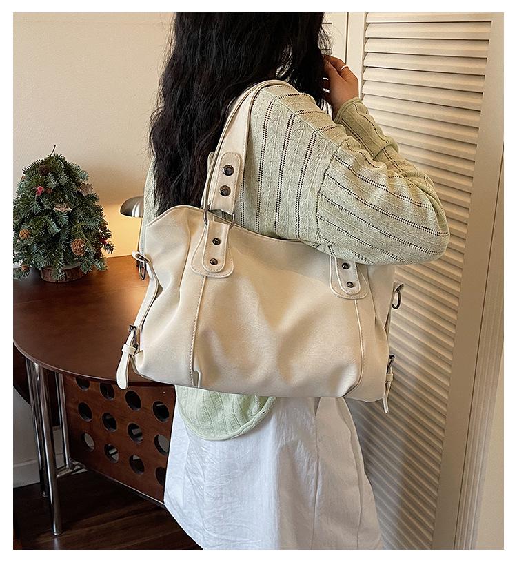 Stylish Large-Capacity Women's Tote: Versatile Solid Color Crossbody & Shoulder Bag