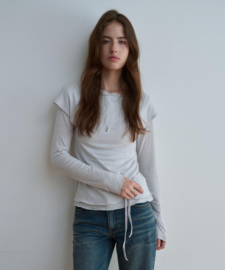 KEYAMO Sheer Layered Set Top_Cool Ash