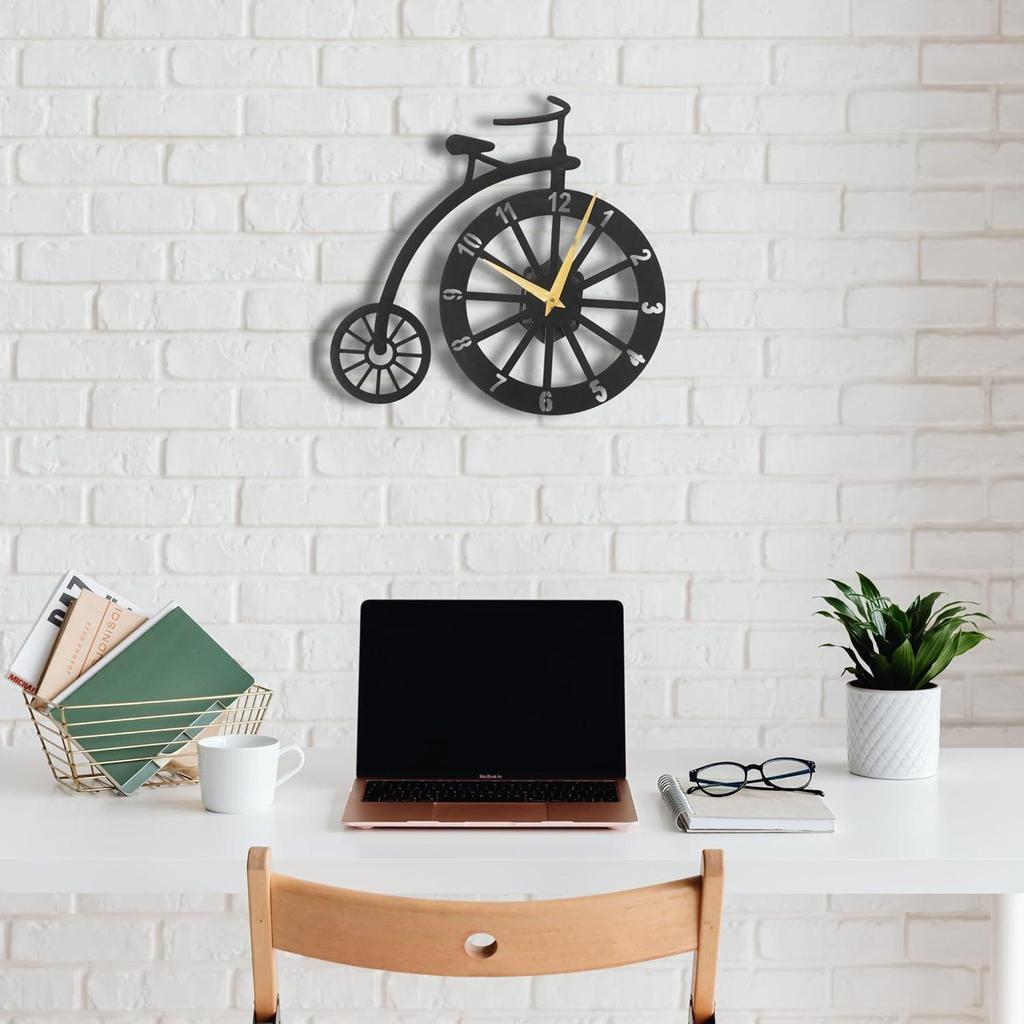 Gold Needle Numerals Cycle Shape Metal Analog Wall Clock for Home & Office | Big Size Stylish Latest Home Decor