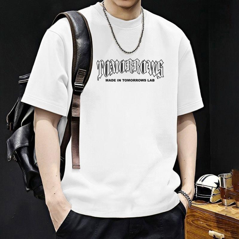 

Simple T-shirt Men s print Summer Trendy Printed Cotton Short Sleeved Loose Trendy Breathable T-shirts S