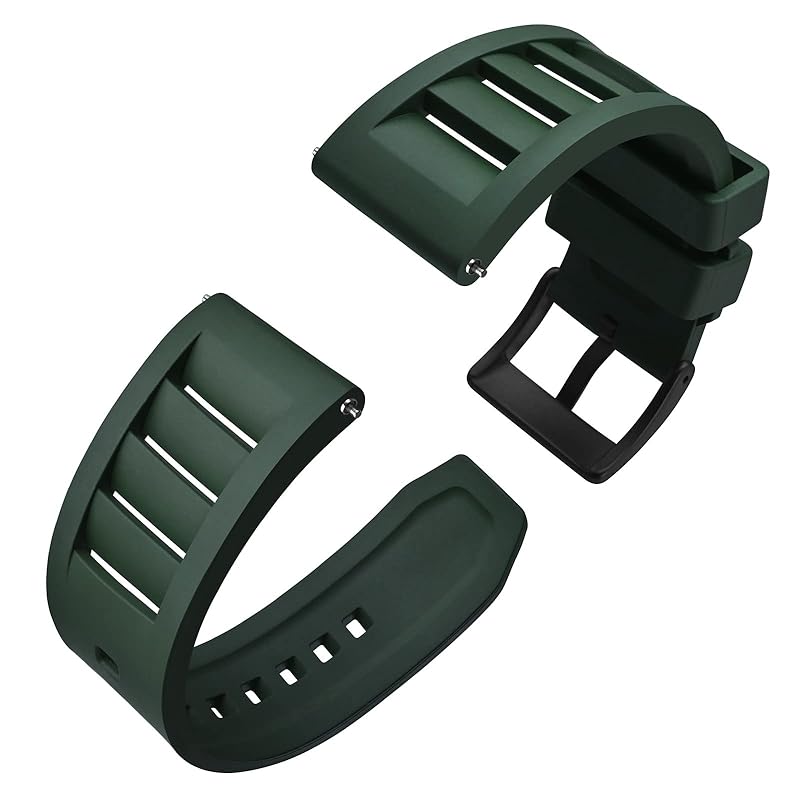 

[Anbeer] 20mm watch band quick release Fluororubber watch belt FKM rubber replacement band Also applies to smart watches green black buckle