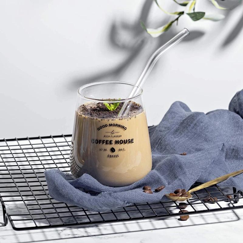 20cm Wiederverwendbare Glasstrohhalme, Hohes Borosilikat-Smoothie-Cocktail-Strohhalm Umweltfreundliche Trinkhalme Wein Zubehör