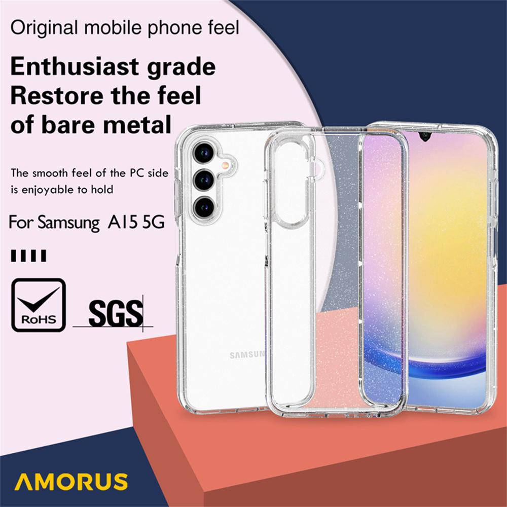 AMORUS Für Samsung Galaxy A15 4G/5G Hülle Weiches TPU Hartes PC Rückteil Stoßfest Handyhülle