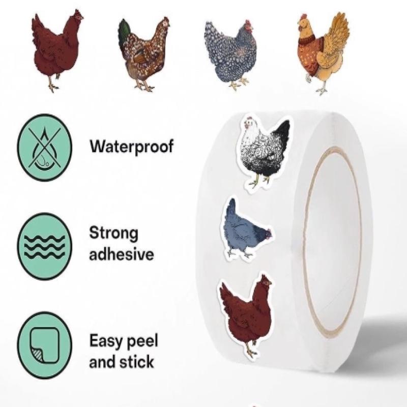 500PCS Creative Hen Roll Adhesive Tape Animal Graffiti Laptop Case Desktop Water Cup Stickers