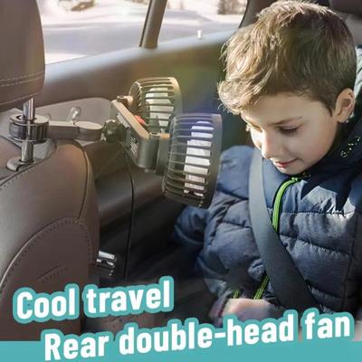 Car Cooling Fan Seat Back Headrest 360 Degree Rotation Powerful Usb Charging Adjustable Dual Head Fan Car Accessories