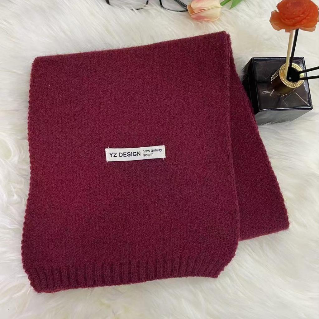 New Korean Style Soft and Skin Friendly Solid Color Versatile Knitted Scarf for Women Winter Warm and Comfortable Scarf Whitening Student Couple