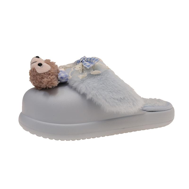 Explosive Super Soft Removable Wool Cotton Slippers Women's 2025 New Winter Out Foreign Style Cute Cartoon Bag Head