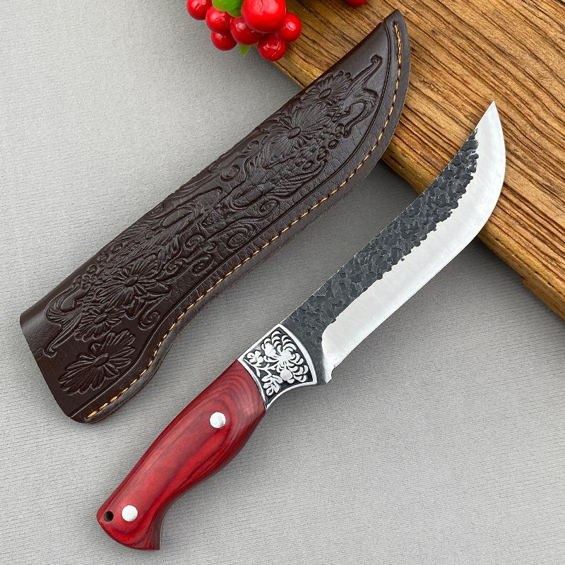 

5Cr Нержавеющая сталь Кухонный нож для нарезки Нож шеф-повара Нож для обвалки мяса Кухонные ножи Тесак для мяса B with cover