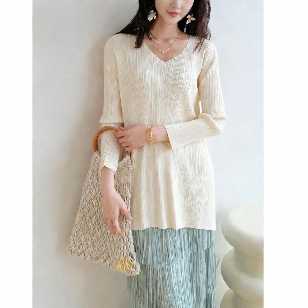 2026 Spring Miyake Pleated High-End Casual Mid-Length Top