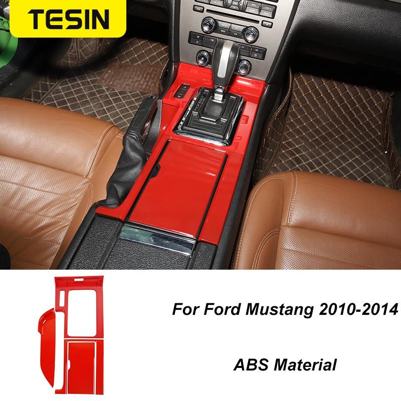 TESIN Car Red Interior Decoration Cover Stickers For Ford Mustang 2009 2010 2011 2012 2013 2014 Exterior Accessories Car