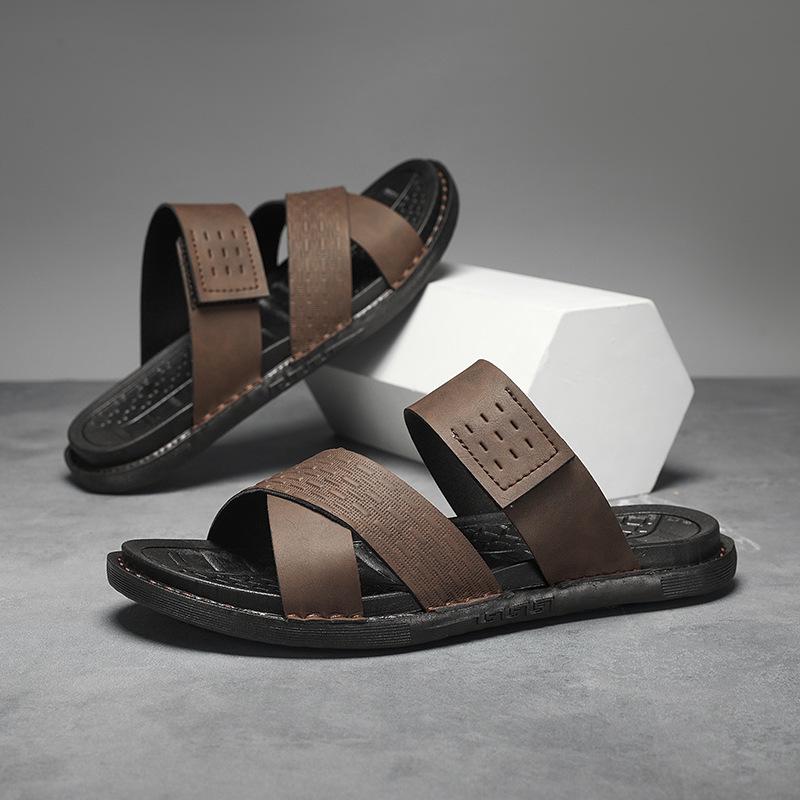 Large Size Cool Slippers Summer New Breathable Outside Wear Driving Casual Sandals Comfortable Soft Sole Non-slip Beach Shoes