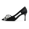 Mädchen Stil Spitz Zehe Hohl Schuhe mit hohen absätzen Koreanische Version von Strass Bogen Einzelnen Schuhe Frauen Flacher Mund Stiletto Sandalen Frauen