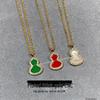 V Gold Kylin 18K Carnelian & Mother-of-Pearl Gourd Necklace for Women - Diamond Inlaid Luxury Pendant On Clavicle Chain
