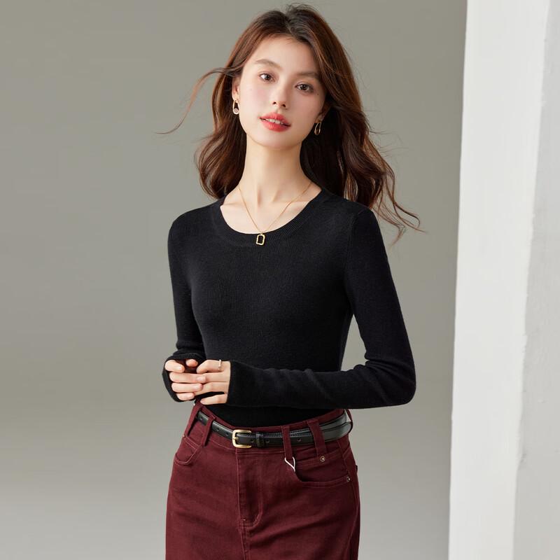 CARBAMMI Women's Slim-Fit Round Neck Knit Sweater