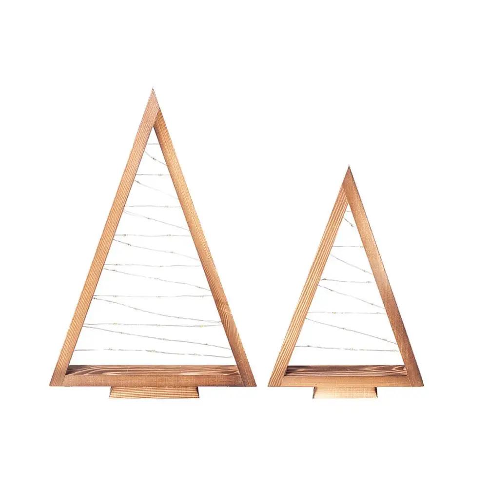 

Wooden Christmas Tree With LED Lights Modern Farmhouse Holiday Lighted Christmas Tabletop Tree Energy-saving Decor Ornament D9G2