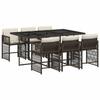 Vidaxl 7-Cz. Garden Furniture Set, With Cushions, Brown, PE Rattan