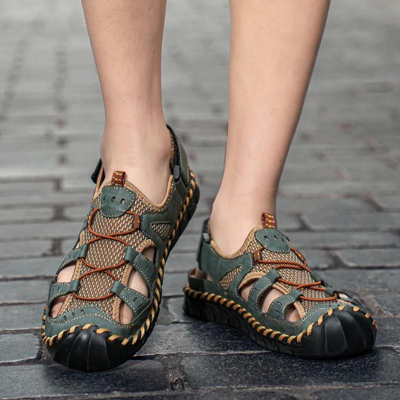 Fashion Men's Shoes In Sizes 38-48 with Toe Caps Hand Sewn High-quality Fashionable Mesh Breathable Casual Shoes Outdoor Beach Shoes