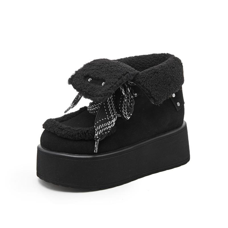 8611 Two pairs of thick-soled snow boots for women, piled and thickened in winter, heightened within 2025, non-slip and warm short boots