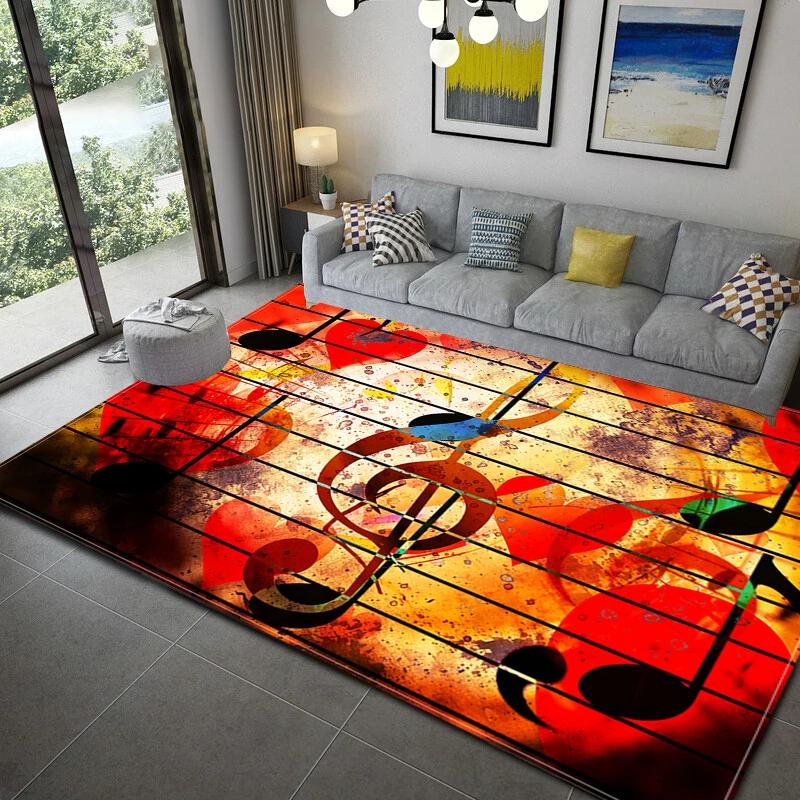Music Note Area Rug Vintage Music Theme Rugs Non-Slip Floor Mat Door Mats Carpet for Living Room Bedroom Home Decoration