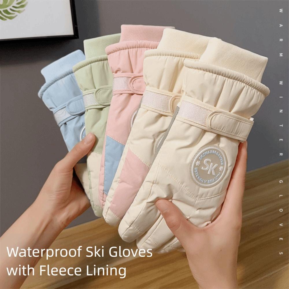 Fashion Lining Ski Gloves Windproof Thick Cotton Touch Screen Gloves Waterproof Winter Warm Gloves Winter Season