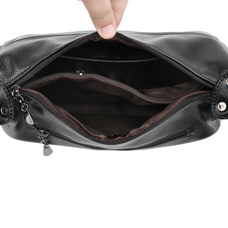 Women Bag Soft Leather Shoulder Slung Small Bag Fashion Wild Handbag Middle-aged Mother Bag