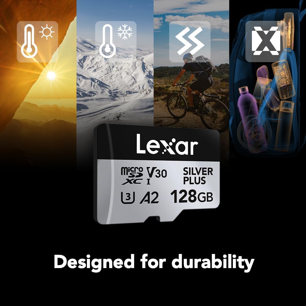 Lexar Scheda Micro SD Specifica per Droni Silver Plus SDXC A2 4K V30 U3 Scheda TF 64GB 128GB 256GB 512GB Lettura 205MB/s Schede di Memoria TF per Droni DJI
