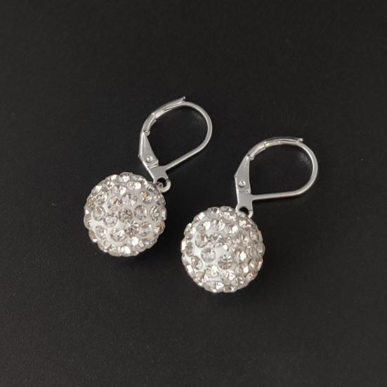 Earrings Rhinestones Inlaid Exquisite Metal Round Ball Dangle Huggie Earrings for Party