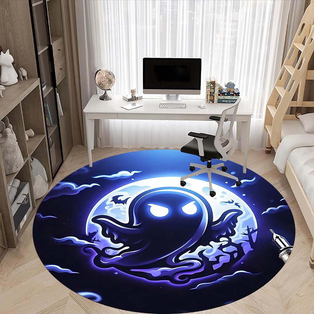 1pc Moon Ghost Office Round Area Rug, Under Office Chairs Bedroom Living Room Home Decor, Room Deco, Available In Various Sizes