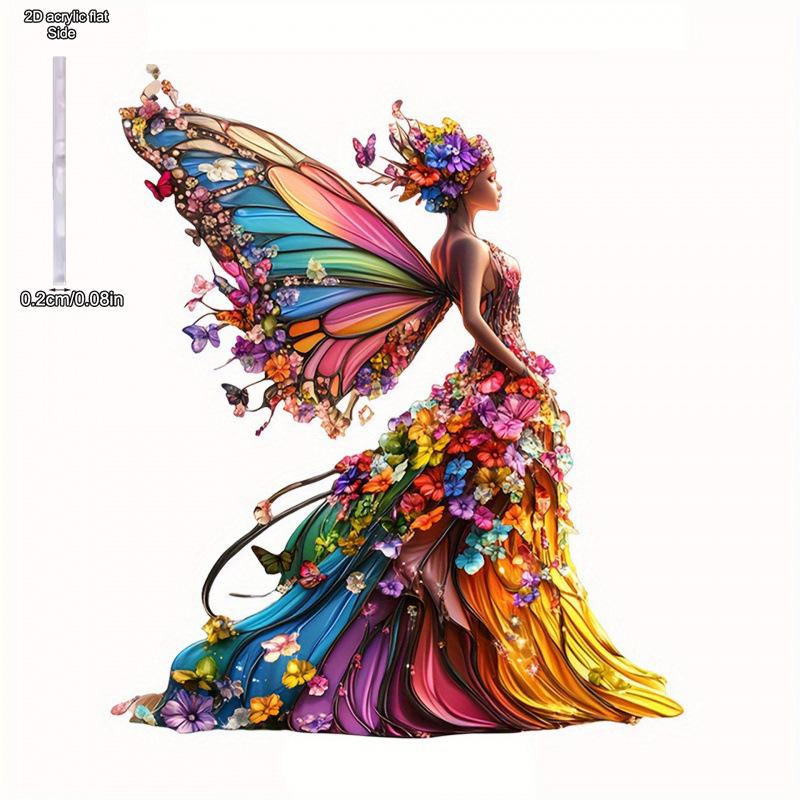 2D Flat Acrylic Colorful Butterfly Fairy Decoration, Indoor and Outdoor Decoration - No Battery/electricity Required, Free Day Decorati