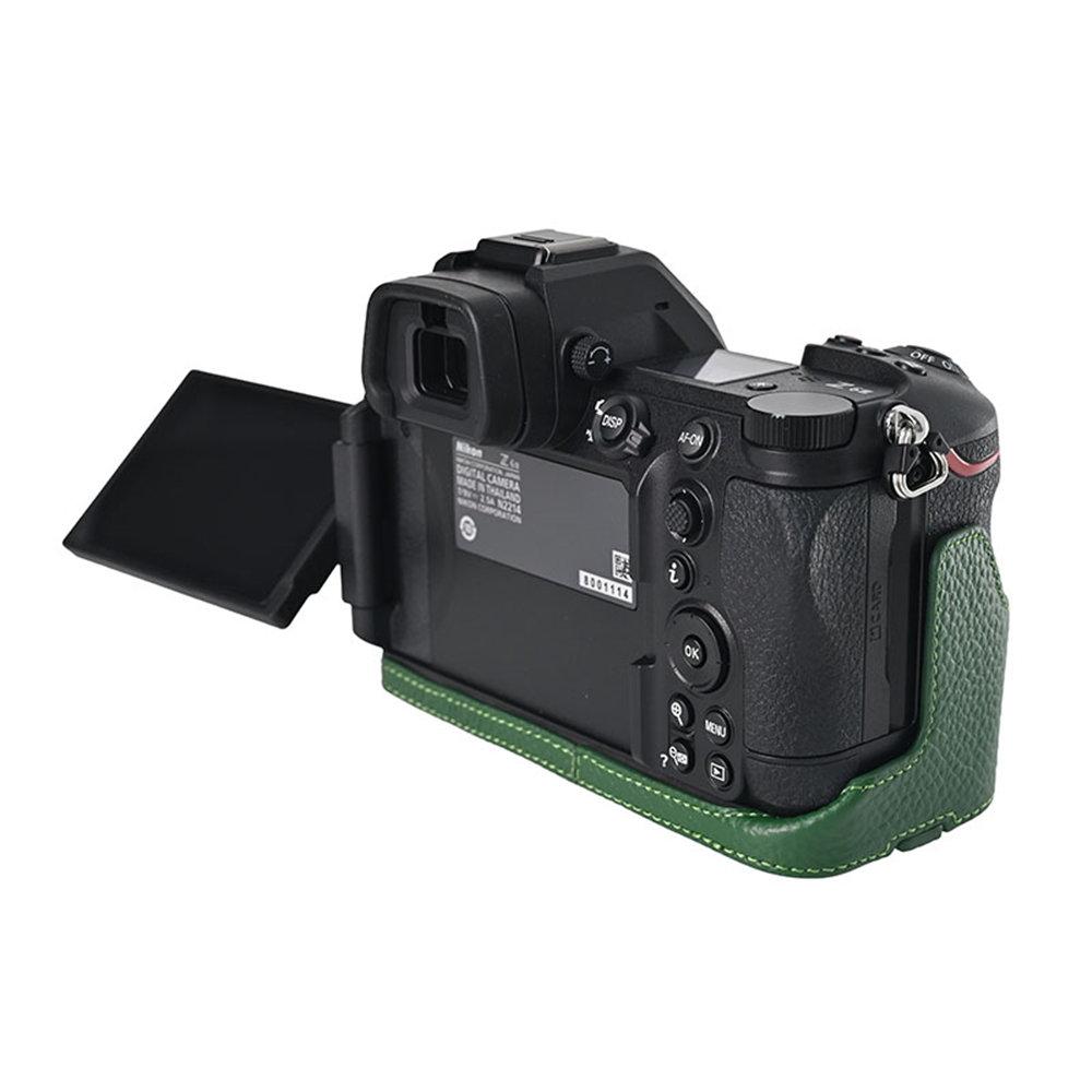 Z 6III Litschi-Leder Echtes Leder Kamera Halbkörperhülle Für Nikon Z6III Z63 Akkuöffnung Bodenabdeckung Mit Riemen