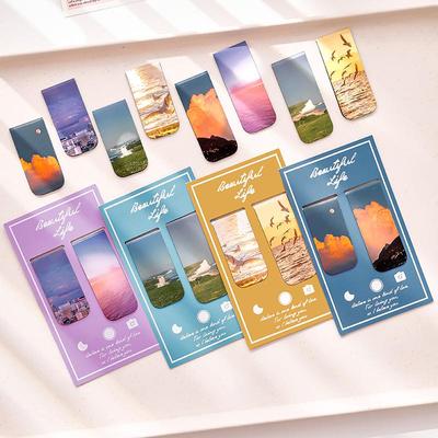 1/4er-Pack magnetische Lesezeichen „Beautiful Life“ für Bücher, schöne Landschaftsfotos, Seitenclips, Lesezeichen, einzigartiges Lesegeschenk
