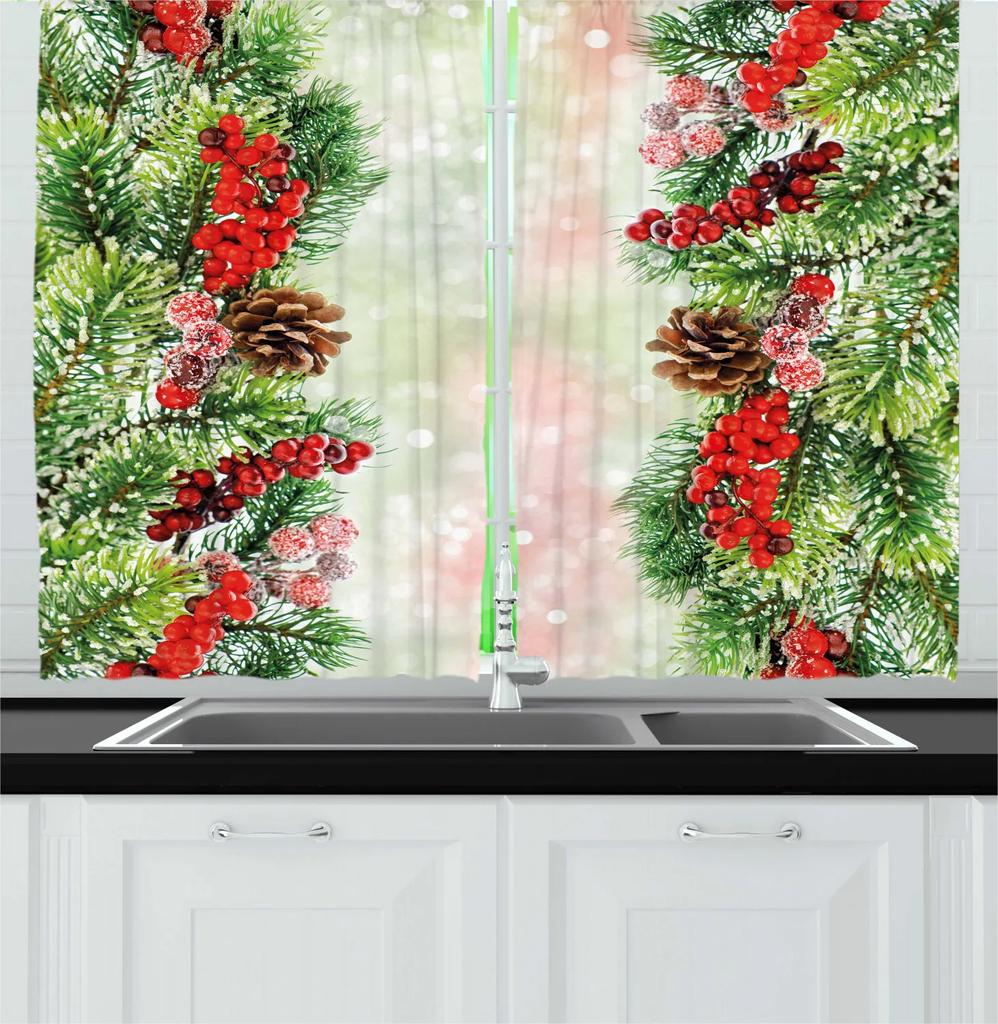 Christmas Theme Curtain Christmas Tree Bell Snowman Red and Green Matching Cloth Curtain for Bedroom Living Window High Shading
