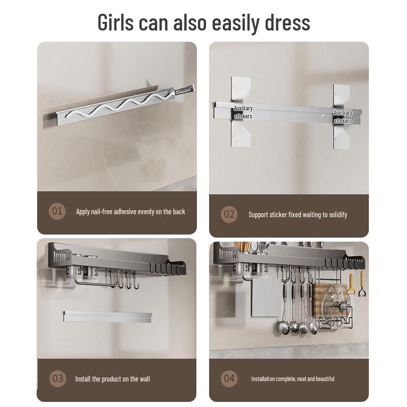 Miflame No-Drill Wall-Mounted Kitchen Storage Rack