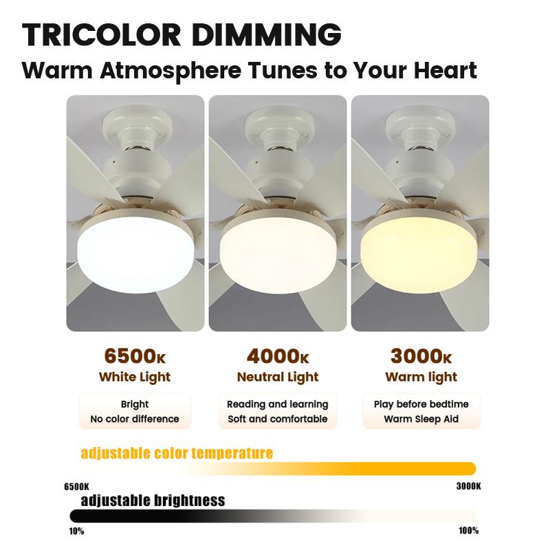 E27 Base LED Ceiling Fan Light Wireless Remote Control Smart Fan Light 42cm 52cm Home-use Ceiling Fan Room Office Study Kitchen