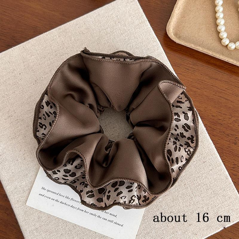 Elegant Solid Leopard Pattern Large Intestine Scrunchie For Women Girls Sweet Hair Band Hair Tie Hair Rope Hair Accessories