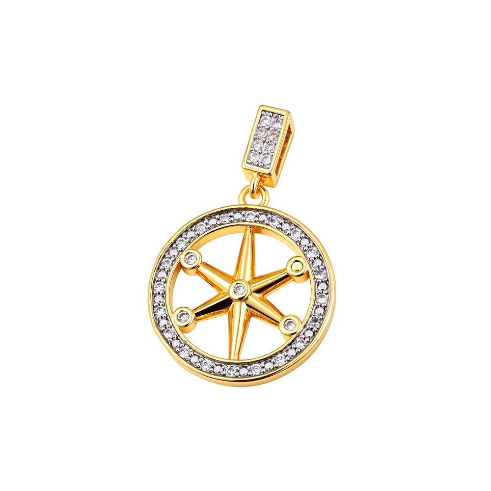 European Gold-Plated Eight-Pointed Star Compass Pendant with Zircon