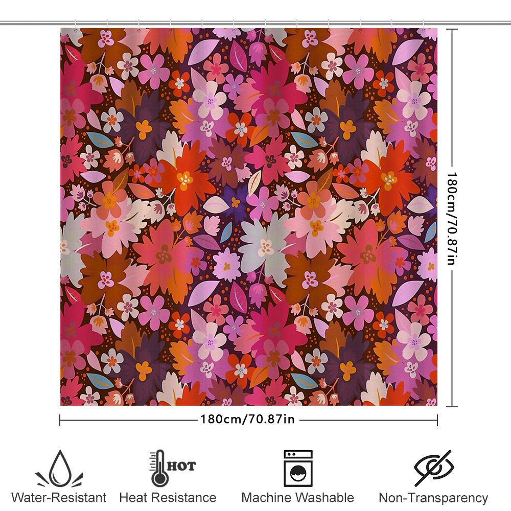 Blumen Duschvorhang Botanisches Muster Badezimmer Dekoration Natur Thema Wasserdichter Stoffeinsatz Vintage Stil Modernes Bauernhaus Zuhause