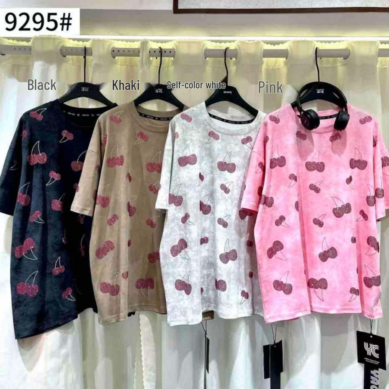

European & Southeast Asian Women s Summer Rhinestone Short-Sleeve Fashion T-Shirt One Size (suitable for 90-180 jin) білий