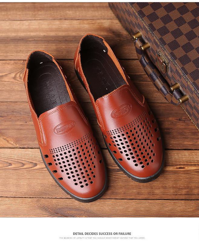 

Новые летние полые сандалии мужские деловые туфли из кожи повседневные британские мужские туфли дышащие туфли для среднего и пожилого возраста 39