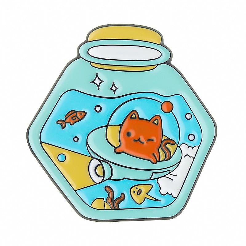 Inspired Enchanting Cat Mini Animal Brooch Gorgeous Alloy Drift Bottle For Use Unisex