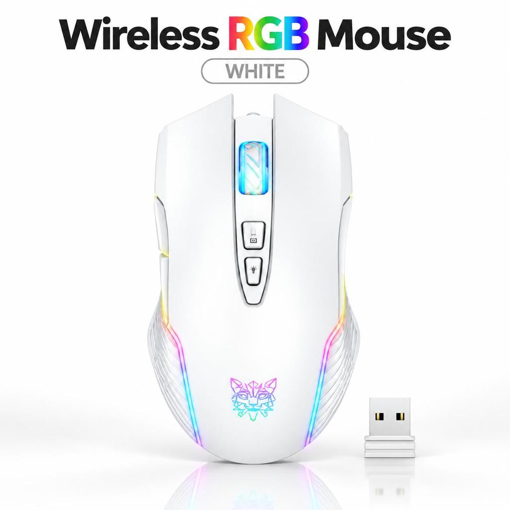 2.4G Wireless RGB Optical Gaming Mouse, Pixart PAW3325 Sensor, 3600 DPI Remappable Buttons Ergonomic Grip