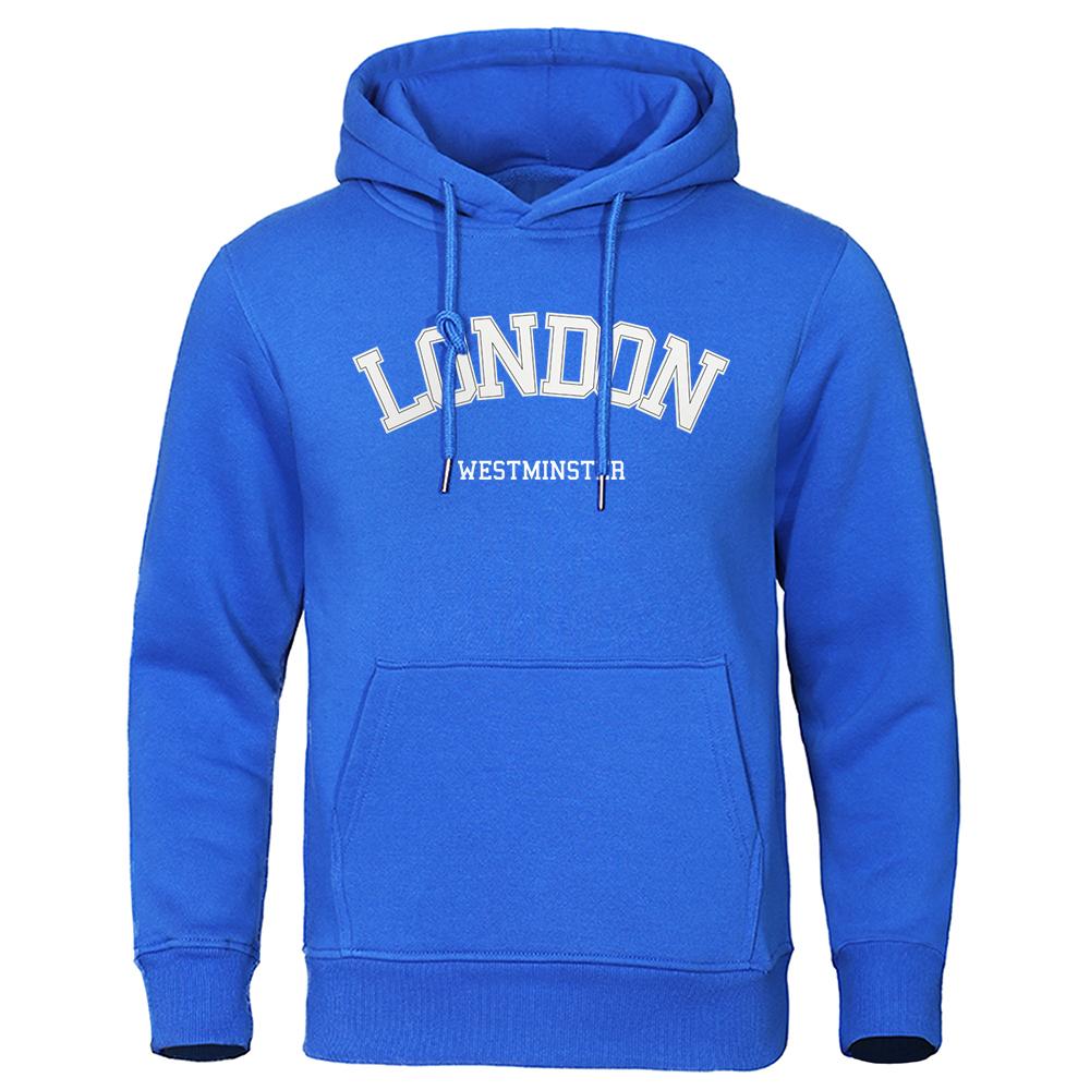 London Westminster Street Letter Printing Mans Clothing Fleece Soft Hoodie Autumn Oversize Hoodies Sports Hoodies