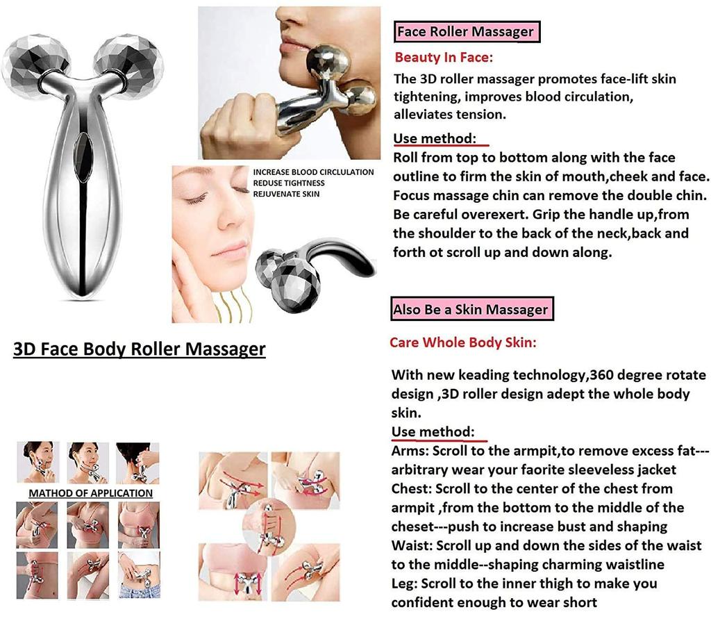 RSINC 3D Manual Roller Face Body Massager Lifting Wrinkle Remover Facial Massage Relaxation Tightening Shaping Massage Roller 2O-14Q4-92EY
