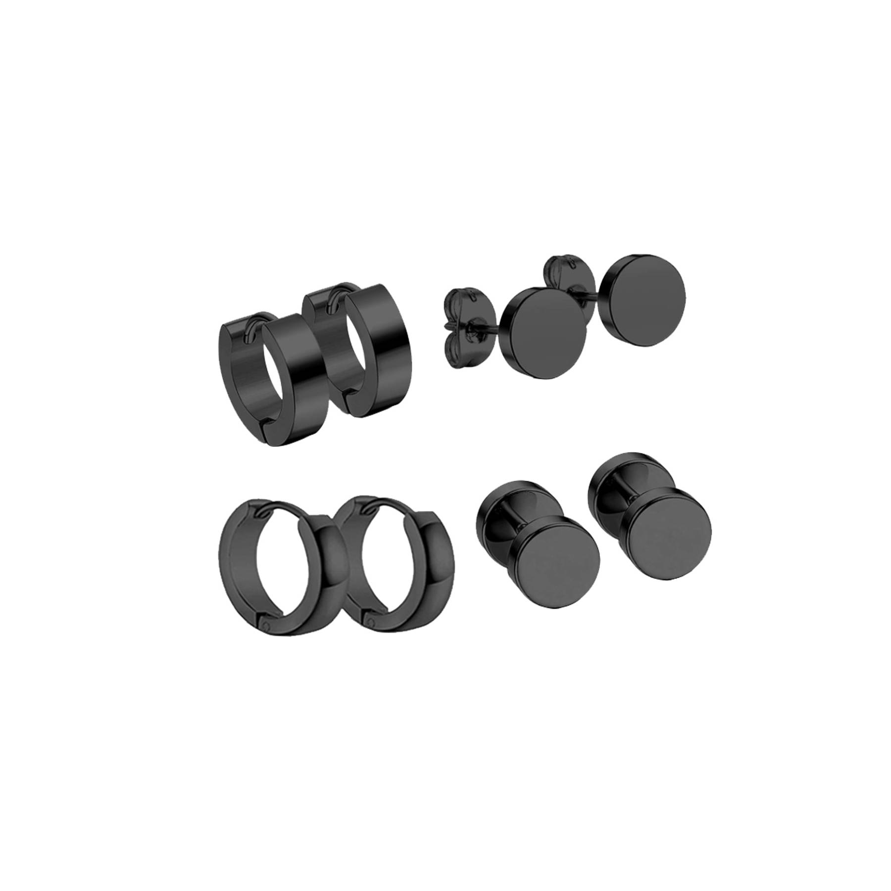 

Black Steel 4 Sets Men s Earrings Dy99