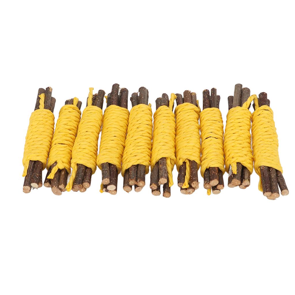 10Pcs Hamster Chew Sticks Apple Branches and Paper Rope Woven Wooden Hamster Bite Toys for Rabbit Hamster Chinchilla