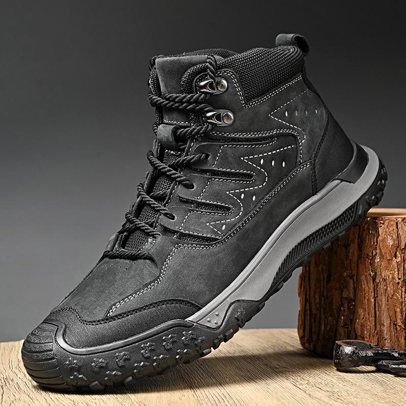 

20240 winter new foreign trade live broadcast hot-selling outdoor tooling boots high-top leather outdoor mountaineering casual boots 38 серый