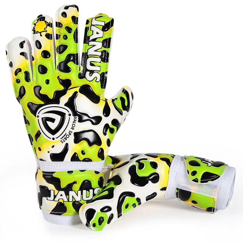 New Style Kids Finger Protection Soccer Gloves Professional Children Leopard Soccer Football Goalkeeper