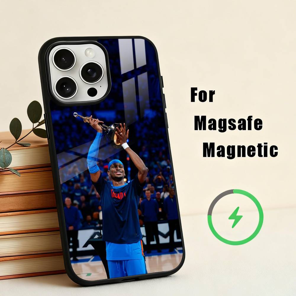 SGA B-Basketball G-Guard S-Sha Phone Case For iPhone17,16,15,14,13,12,11 Plus,Pro Max Magnetic For Magsafe Wireless Charging